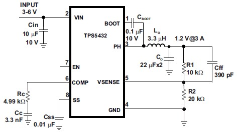 Schematic - Texas Instruments TPS5432 Synchronous Step-Down Converter