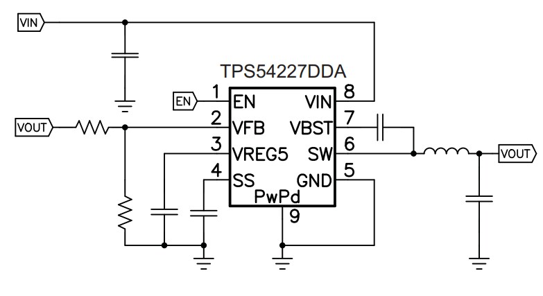 Schematic - Texas Instruments TPS54227 Synchronous Step Down Converter