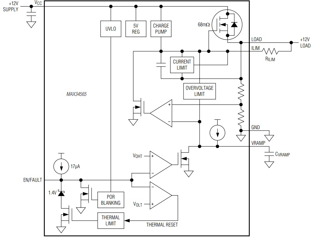 Analog Devices / Maxim Integrated MAX34565 12V Hot-Plug Switches