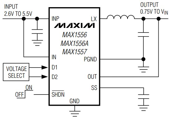 Analog Devices / Maxim Integrated MAX1556/MAX1557 Step-Down DC-DC Converters