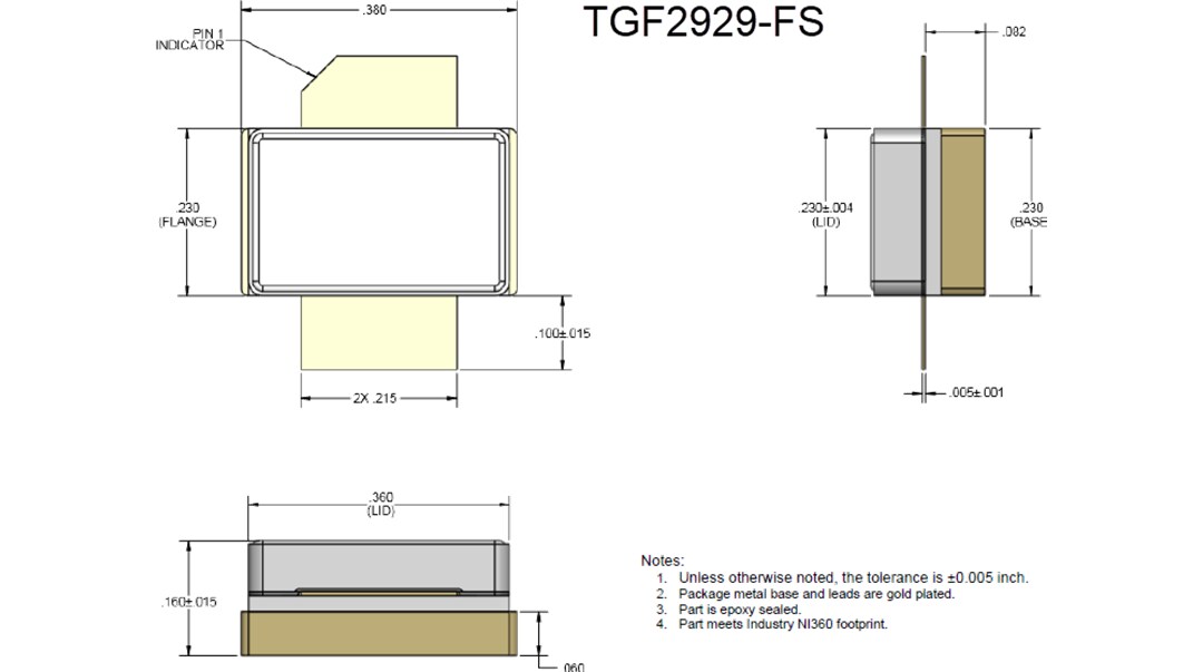 Mechanical Drawing - Qorvo TGF2929 GaN RF Power Transistors