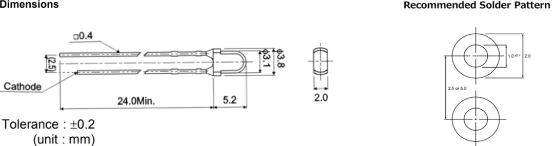 Mechanical Drawing - ROHM Semiconductor SLR-322 Series Flat Disc LED Lamps