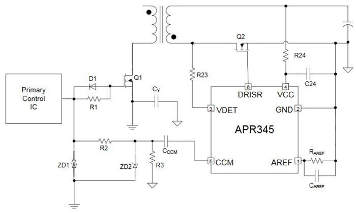 Application Circuit Diagram - Diodes Incorporated APR345 MOSFET Driver