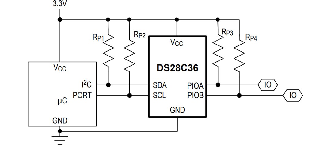 Application Circuit Diagram - Analog Devices / Maxim Integrated DS28C36 Deep Cover® Secure Authenticator