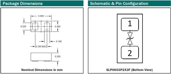 Semtech μClamp3321ZA Ultra Small μClamp® TVS Diodes