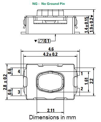 Mechanical Drawing - C&K Switches KMR6 Microminiature SMT Tactile Switches