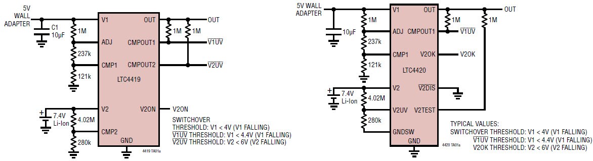 Application Circuit Diagram - Analog Devices Inc. LTC44xx Monolithic PowerPath™ Prioritizers