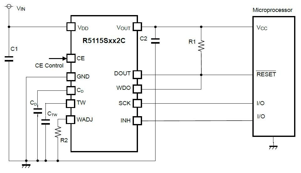 Application Circuit Diagram - Nisshinbo R5115 System Power Supply ICs