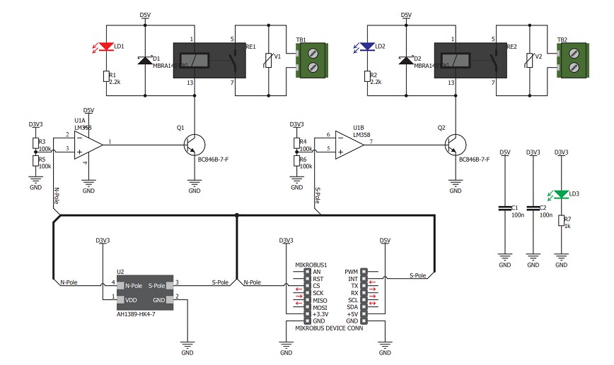 Schematic - Mikroe MIKROE-2985 Hall Switch Click