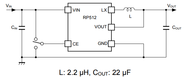 Application Circuit Diagram - Nisshinbo RP512 DC/DC Converters