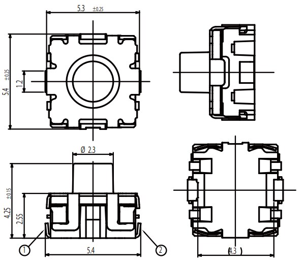 Mechanical Drawing - Alps Alpine SKTQ TACT Switches