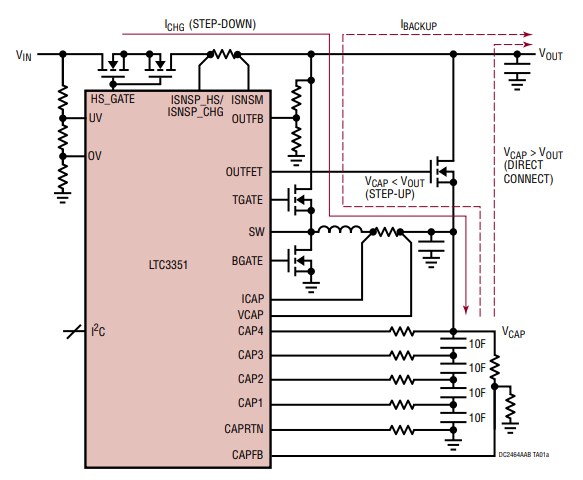 Application Circuit Diagram - Analog Devices Inc. DC2464A-A & A-B Demo Boards for LTC3351 Chargers