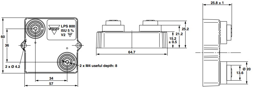 Mechanical Drawing - Vishay / Sfernice LPS800 Power Resistors