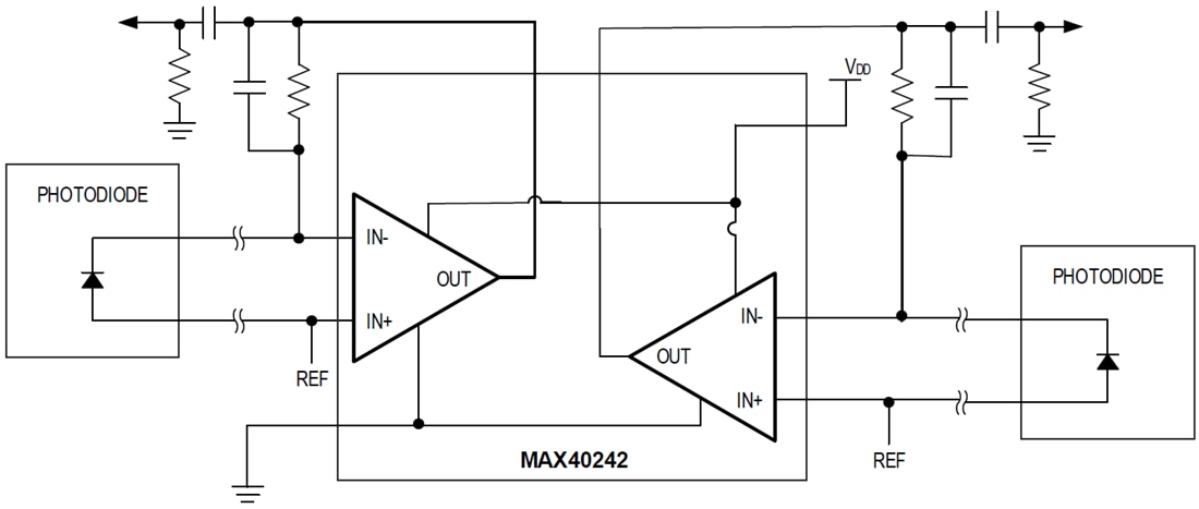 Application Circuit Diagram - Analog Devices / Maxim Integrated MAX40242 Dual Operational Amplifier