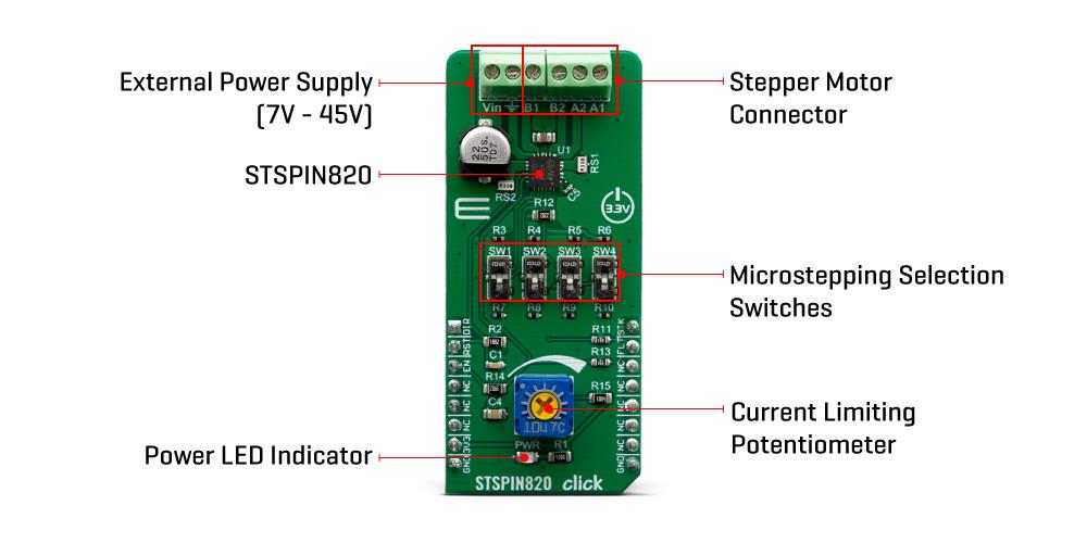 Mikroe MIKROE-3544 STSPIN820 Click