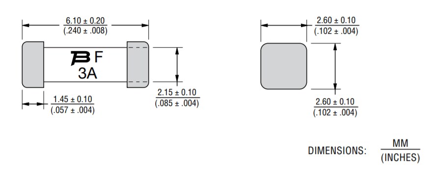 Chart - Bourns SinglFuse™ SF-2410F-T Fast Acting SMD Fuses