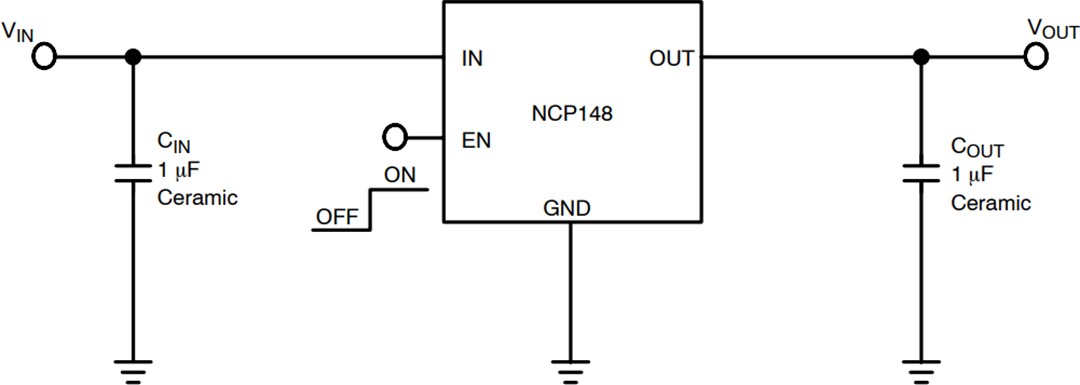 Application Circuit Diagram - onsemi NCP148 450mA LDO Regulators