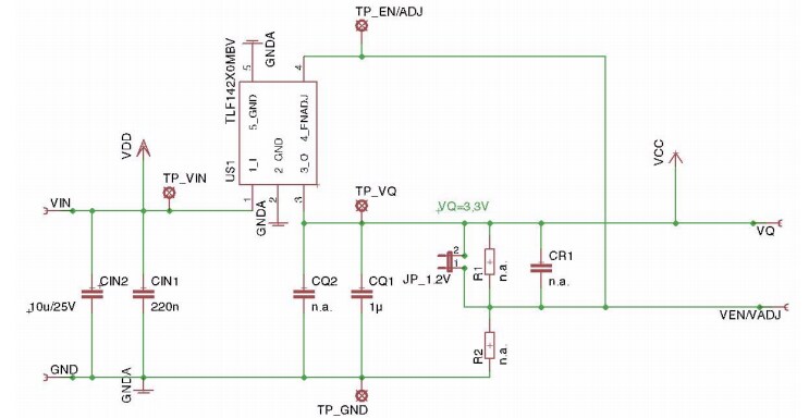 Schematic - Infineon Technologies TLS202B1 Demonstration Board