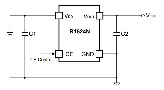 Application Circuit Diagram - Nisshinbo R1524N-EV Boards for R1524N