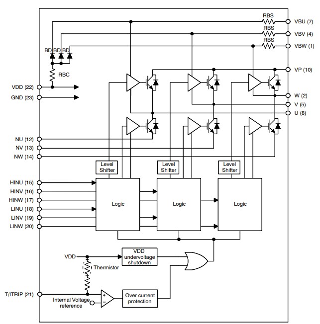 Block Diagram - onsemi STK544UC63K-E Intelligent Power Module (IPM)