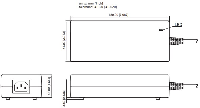 Mechanical Drawing - CUI Inc SDI150 AC-DC Power Supplies