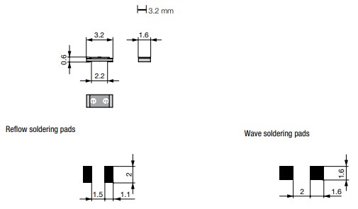 Mechanical Drawing - Schurter USI 1206 Surface-Mount Fuses