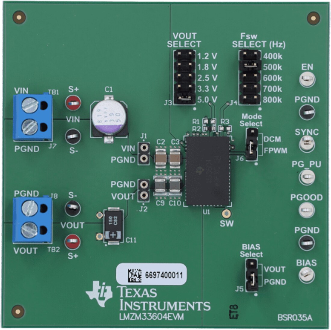 Mechanical Drawing - Texas Instruments LMZM33604EVM Power Module Evaluation Board (EVM)