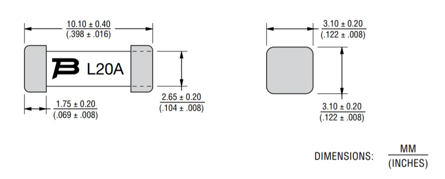 Chart - Bourns SF-3812F-T Fast-Acting SMD Fuses