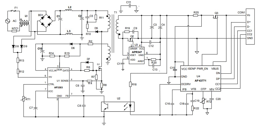 Application Circuit Diagram - Diodes Incorporated AP3303 Synchronous Rectification Switcher