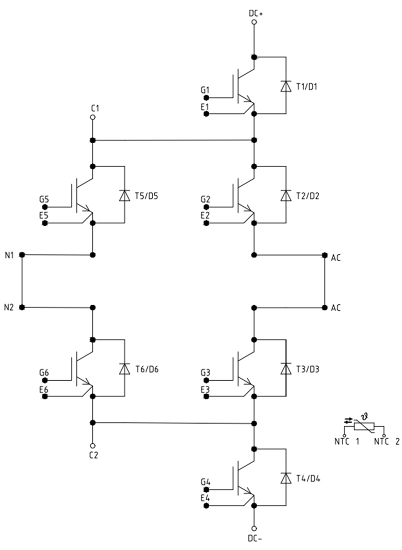 Schematic - Infineon Technologies F3L400R10W3S7 EasyPACK™ IGBT Module