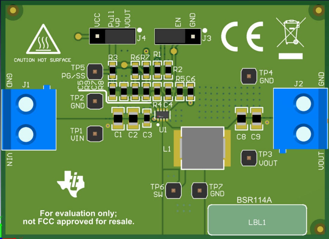 Mechanical Drawing - Texas Instruments TPS562211EVM Converter Evaluation Module (EVM)