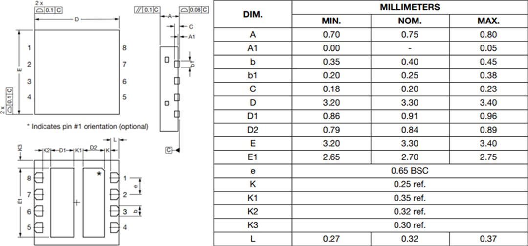 Mechanical Drawing - Vishay SiZ240DT Dual N-Channel 40V (D-S) MOSFET