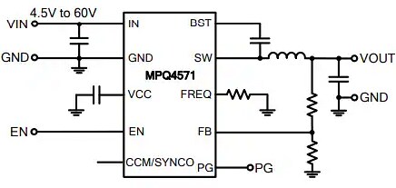 Application Circuit Diagram - Monolithic Power Systems (MPS) MPQ4571 Synchronous Step-Down Converters