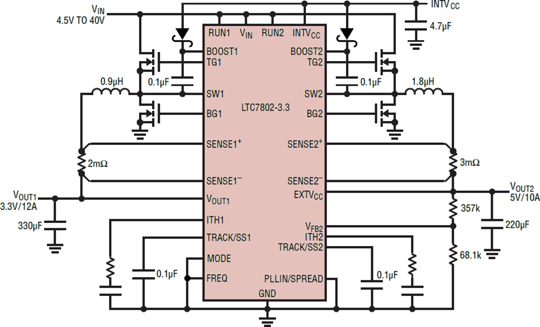 Application Circuit Diagram - Analog Devices Inc. LTC7802 & LTC7802-3.3 Step-Down Controllers