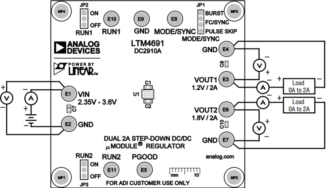 Mechanical Drawing - Analog Devices Inc. DC2910A Demo Board for LTM4691 µModule® Regulator