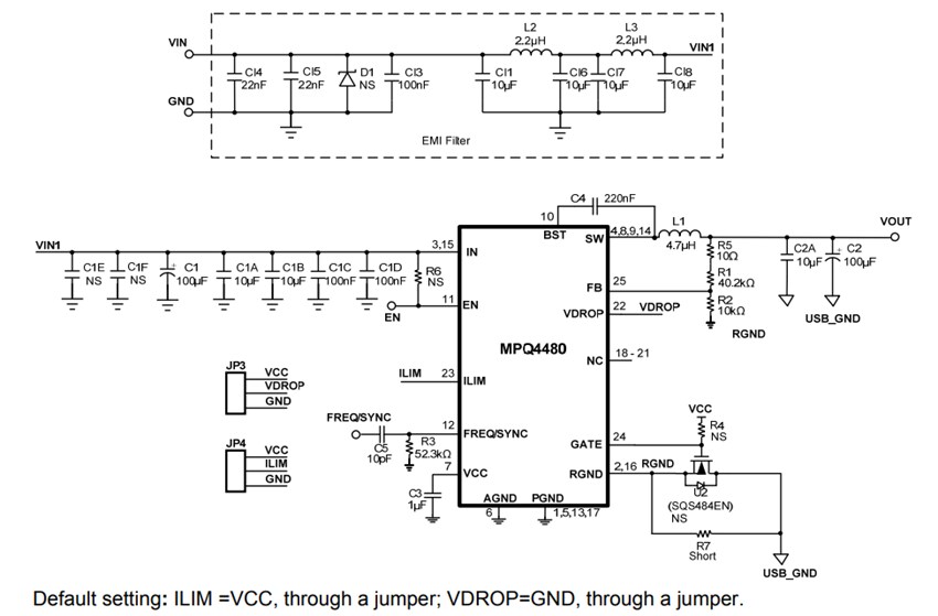 Schematic - Monolithic Power Systems (MPS) EVQ4480-V-00A Evaluation Board