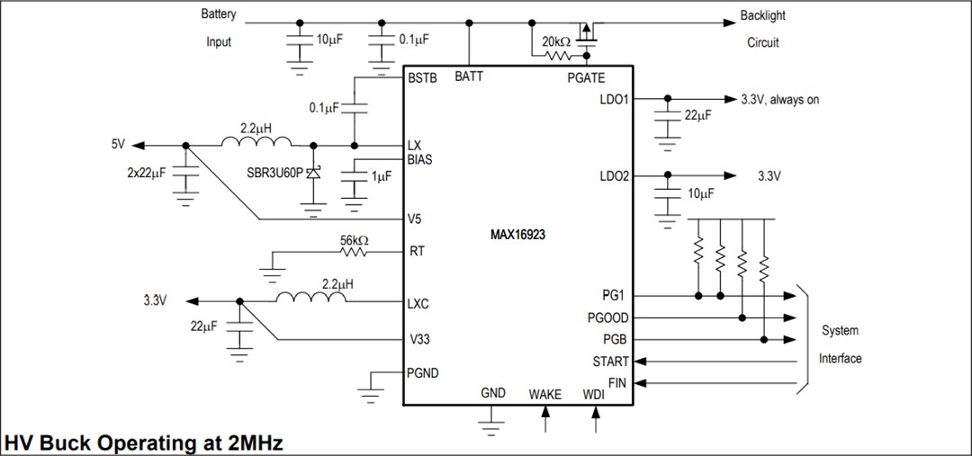 Application Circuit Diagram - Analog Devices Inc. MAX16923 Automotive Display PMICs