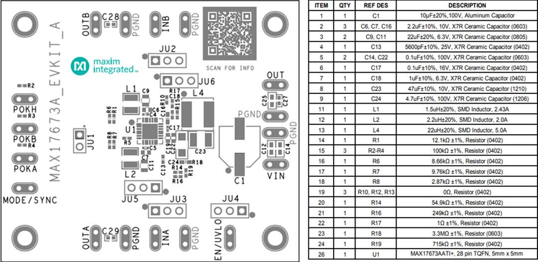 Mechanical Drawing - Analog Devices Inc. MAX17673AEVKIT Evaluation Kit