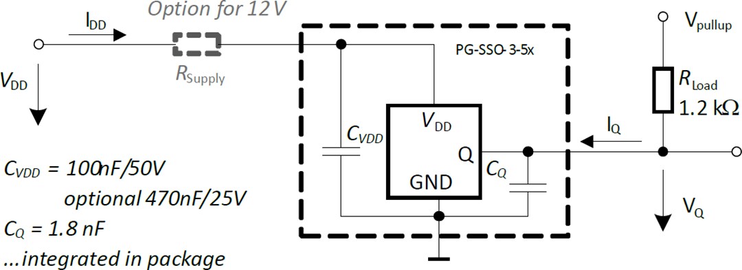 Application Circuit Diagram - Infineon Technologies TLE4929C-XHA XENSIV™ Universal Speed Sensor