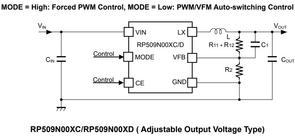 Application Circuit Diagram - Nisshinbo RP509N001D033-EV Evaluation Board