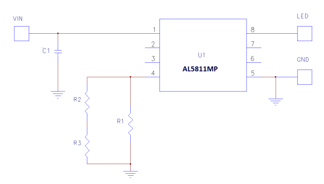 Schematic - Diodes Incorporated AL5811EV1 Evaluation Board