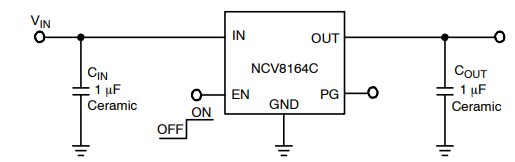 Application Circuit Diagram - onsemi NCV8164C Ultra-low Noise LDO Regulator