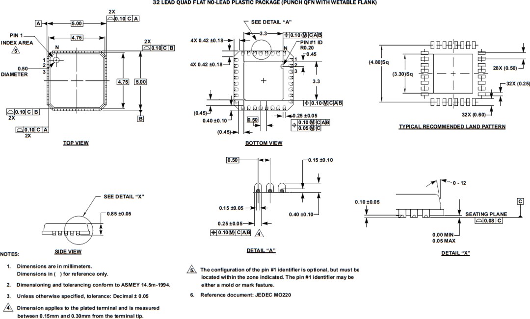 Mechanical Drawing - Renesas Electronics ISL78264 Dual Synchronous Buck Controller