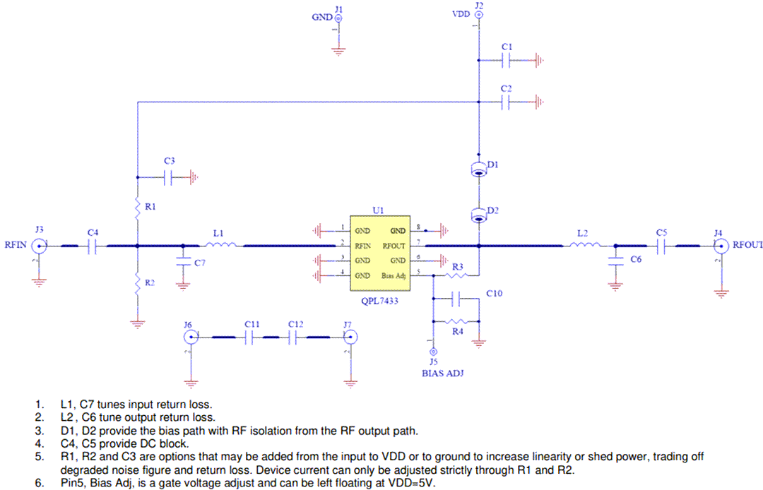 Schematic - Qorvo QPL7433PCK-01 RF Evaluation Board