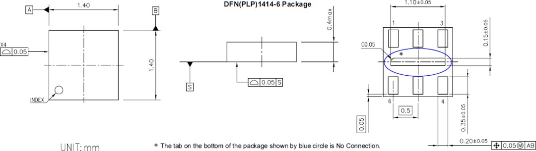 Mechanical Drawing - Nisshinbo R5486K Li-Ion & Li-Polymer Battery Protection IC