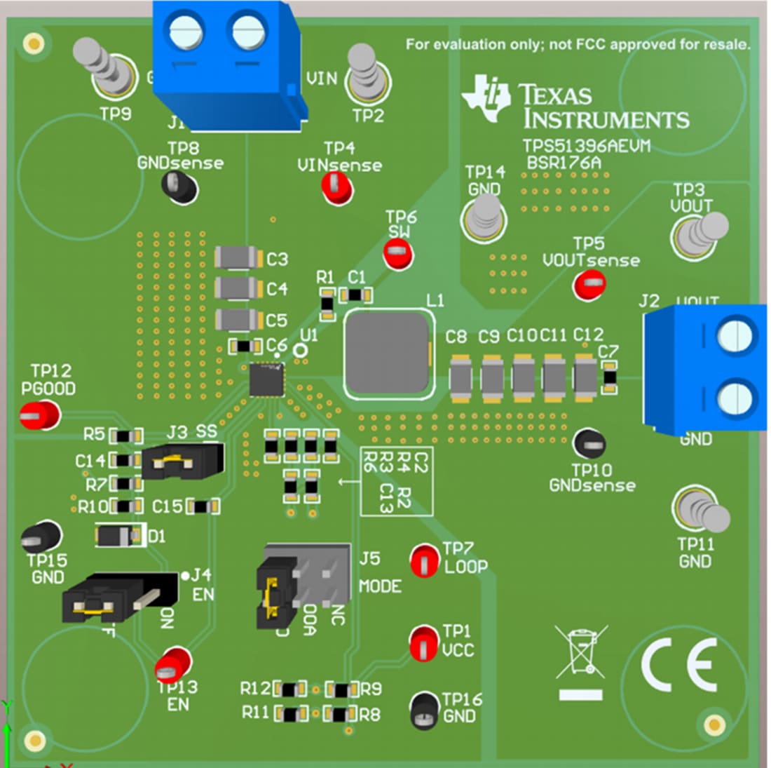 Mechanical Drawing - Texas Instruments TPS51396AEVM Converter Evaluation Module