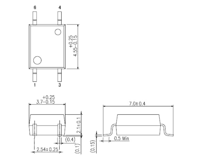 Mechanical Drawing - Toshiba TLX9188 Transistor Output Optocoupler