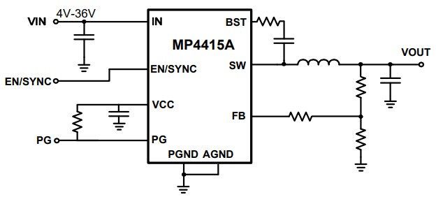 Application Circuit Diagram - Monolithic Power Systems (MPS) MP4415A Step-Down Converters
