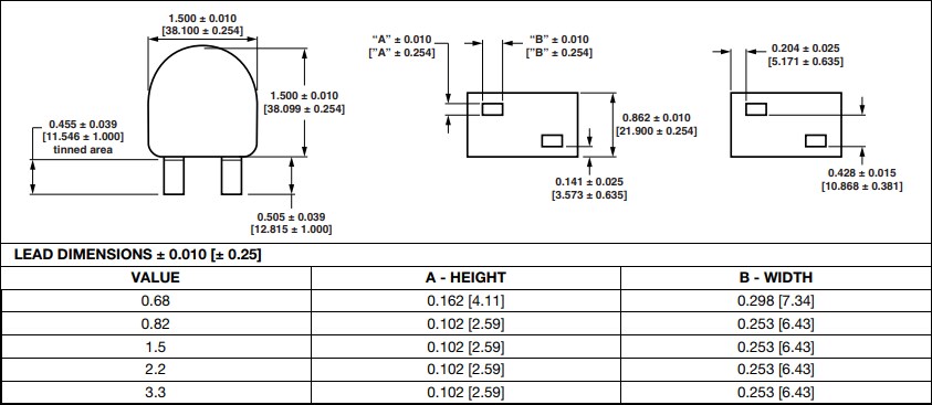 Vishay / Dale IHXL-1500VZ-5A High Current Through-Hole Inductors