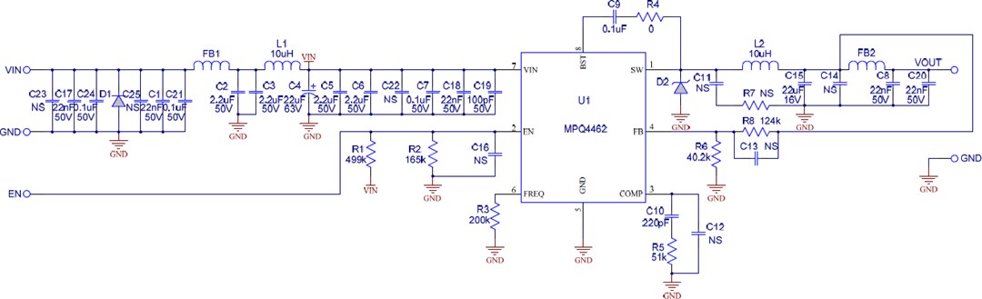 Schematic - Monolithic Power Systems (MPS) EVQ4462-N-00A Evaluation Board